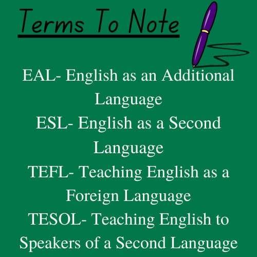 ESL terms to note