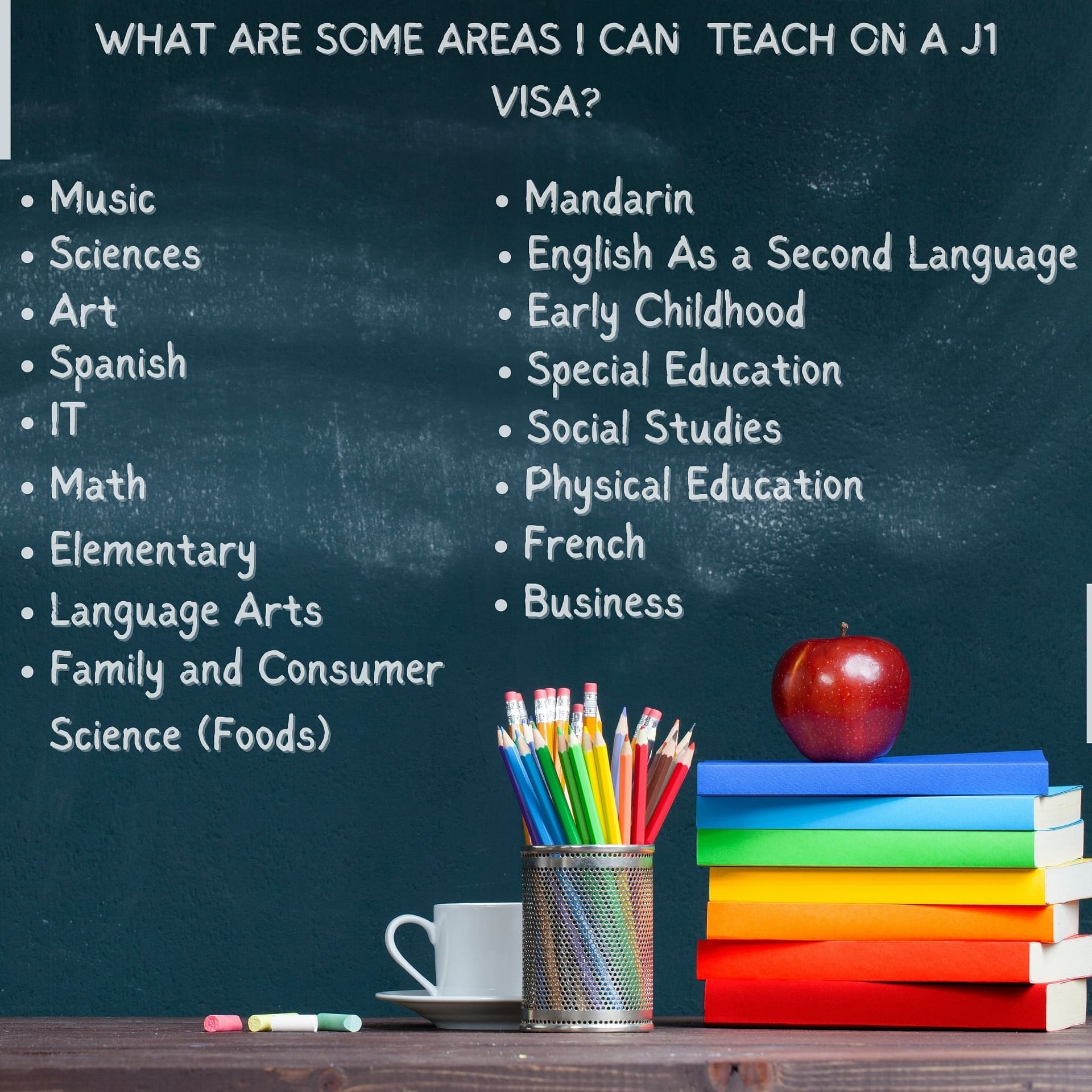 Subject areas ypu can teach in the US on a J1
