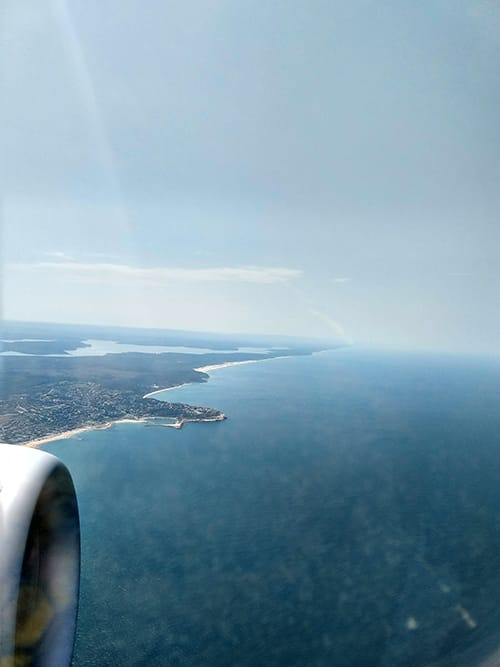 View of ocean from a plane